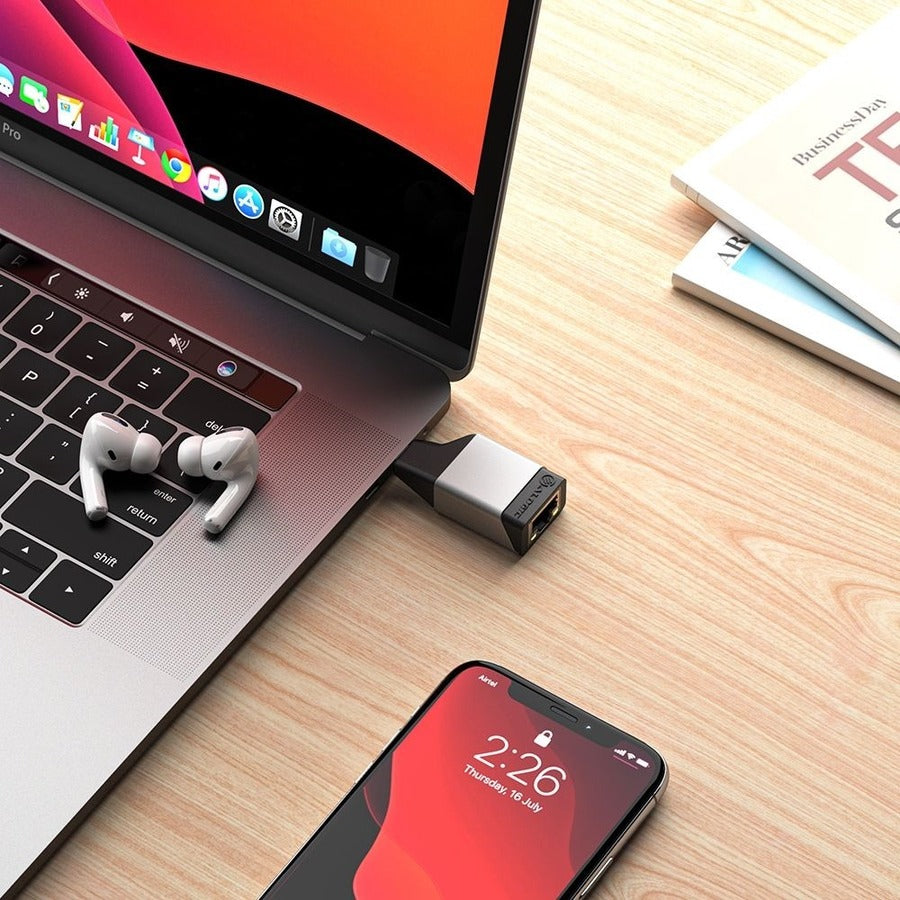 ULTRA MINI USB-C MALE RJ45 GB ETHERNET FEMALE ADAPTER