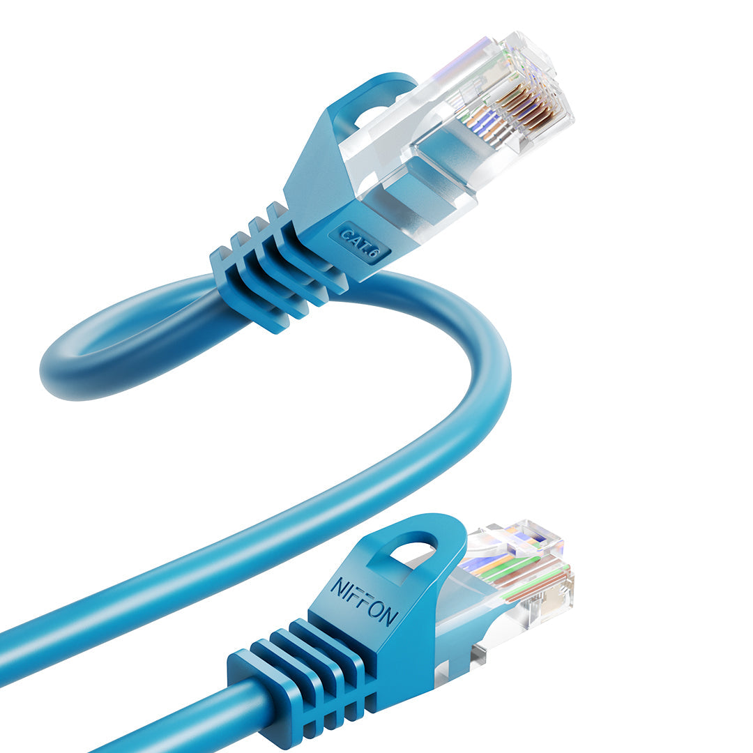 CAT6 Patch Cable, UTP, 24AWG, 550MHz, Pure Bare Copper, Snagless RJ45, Bend Series Ethernet Blue
