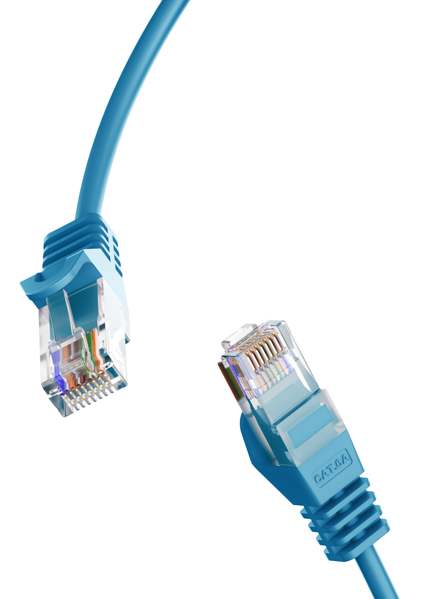 Cat6a Slim Patch Cable, 30AWG, 10G, Pure Bare Copper, Snagless RJ45, Flex Series Ethernet Cable Blue