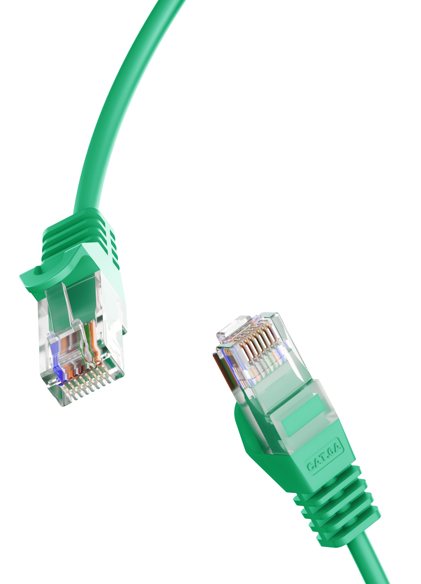 Cat6a Slim Patch Cable, 30AWG, 10G, Pure Bare Copper, Snagless RJ45, Flex Series Ethernet Cable Green