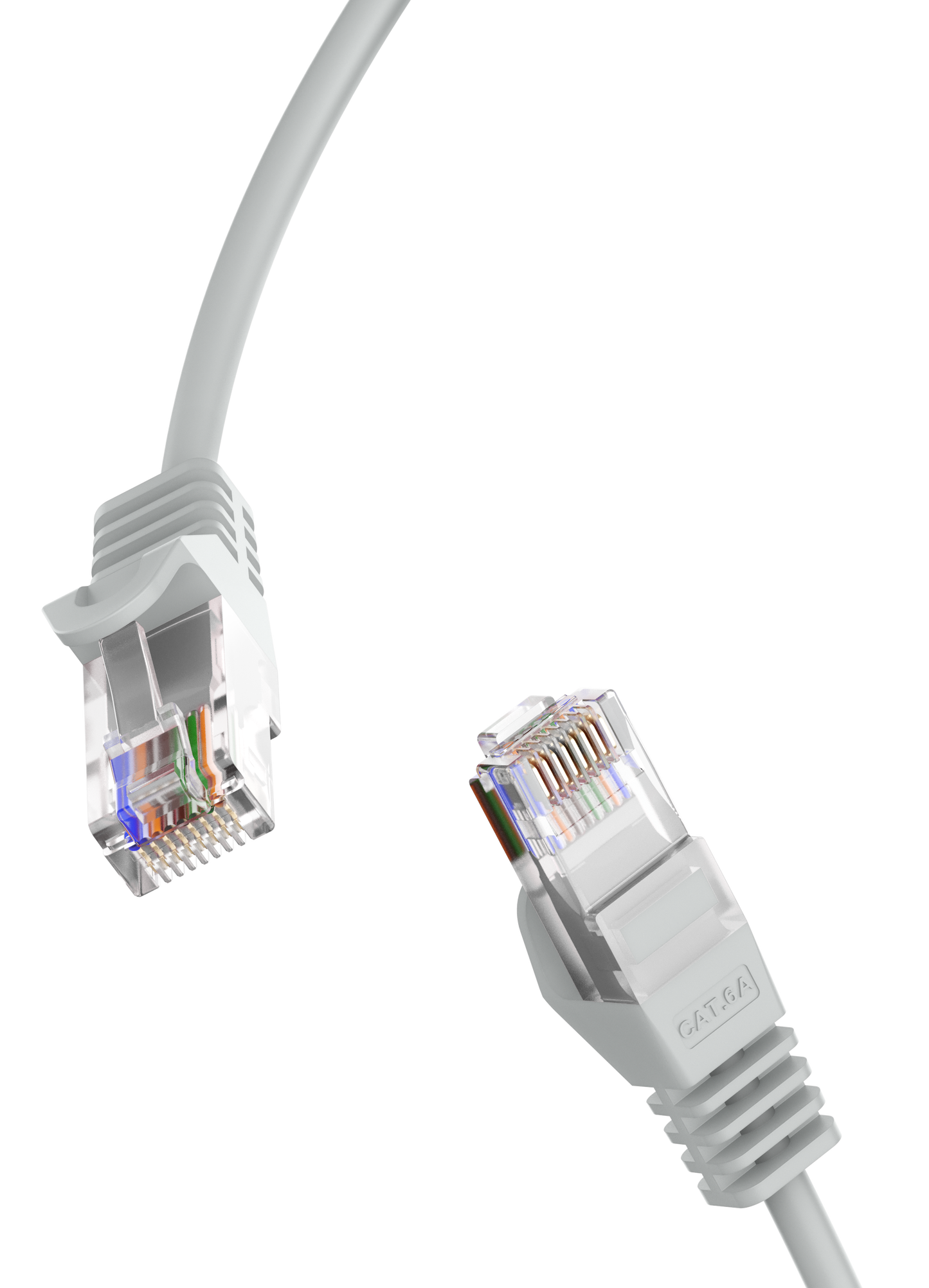Cat6a Slim Patch Cable, 30AWG, 10G, Pure Bare Copper, Snagless RJ45, Flex Series Ethernet Cable Grey