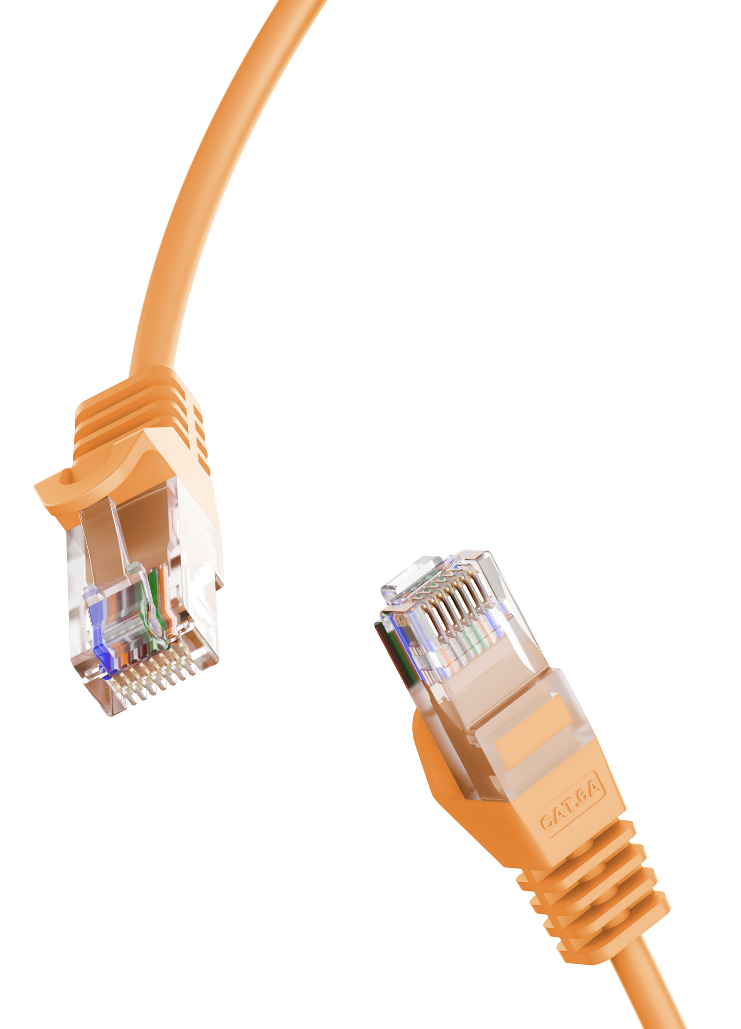 Cat6a Slim Patch Cable, 30AWG, 10G, Pure Bare Copper, Snagless RJ45, Flex Series Ethernet Cable Orange