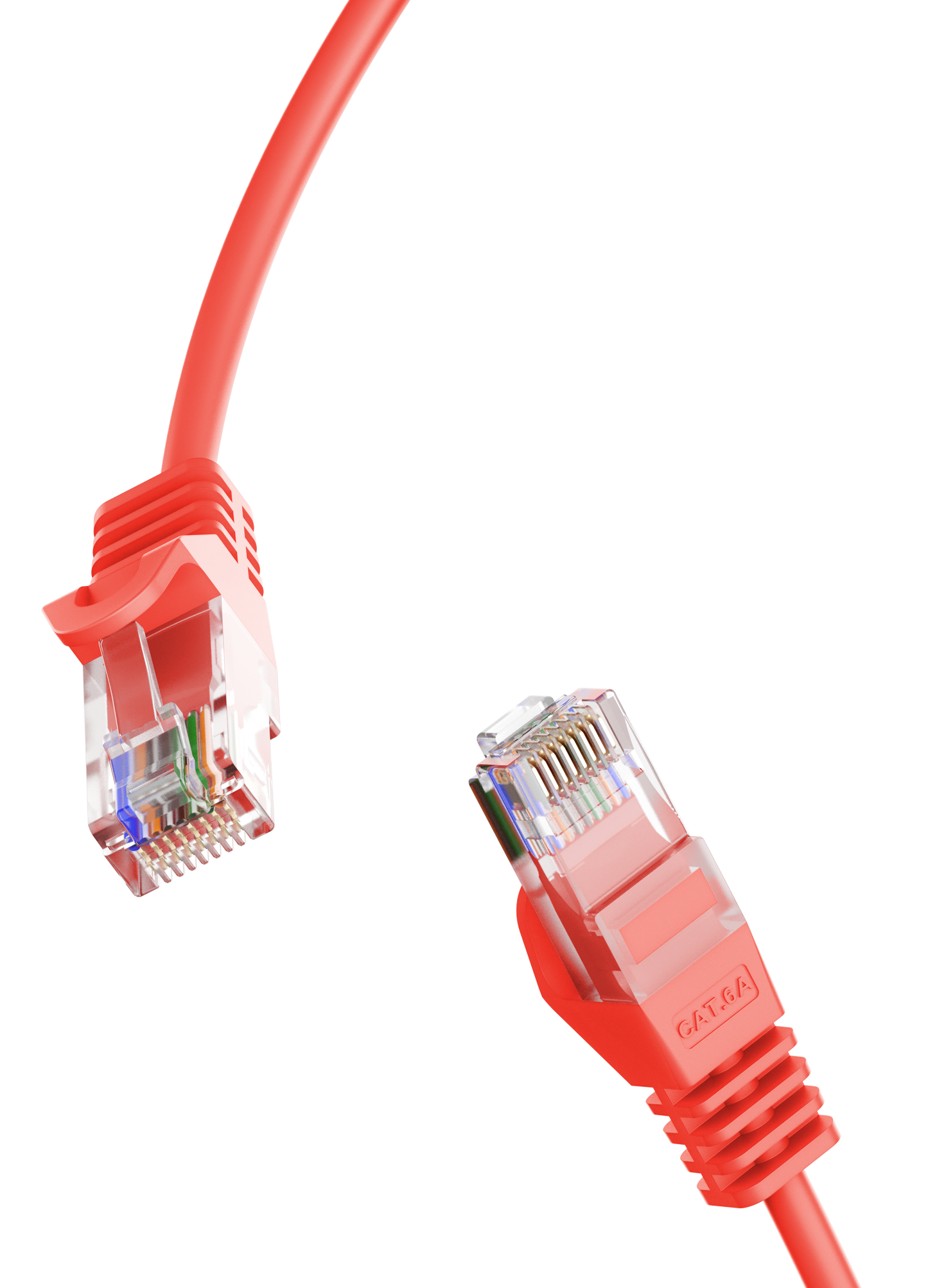 Cat6a Slim Patch Cable, 30AWG, 10G, Pure Bare Copper, Snagless RJ45, Flex Series Ethernet Cable Red
