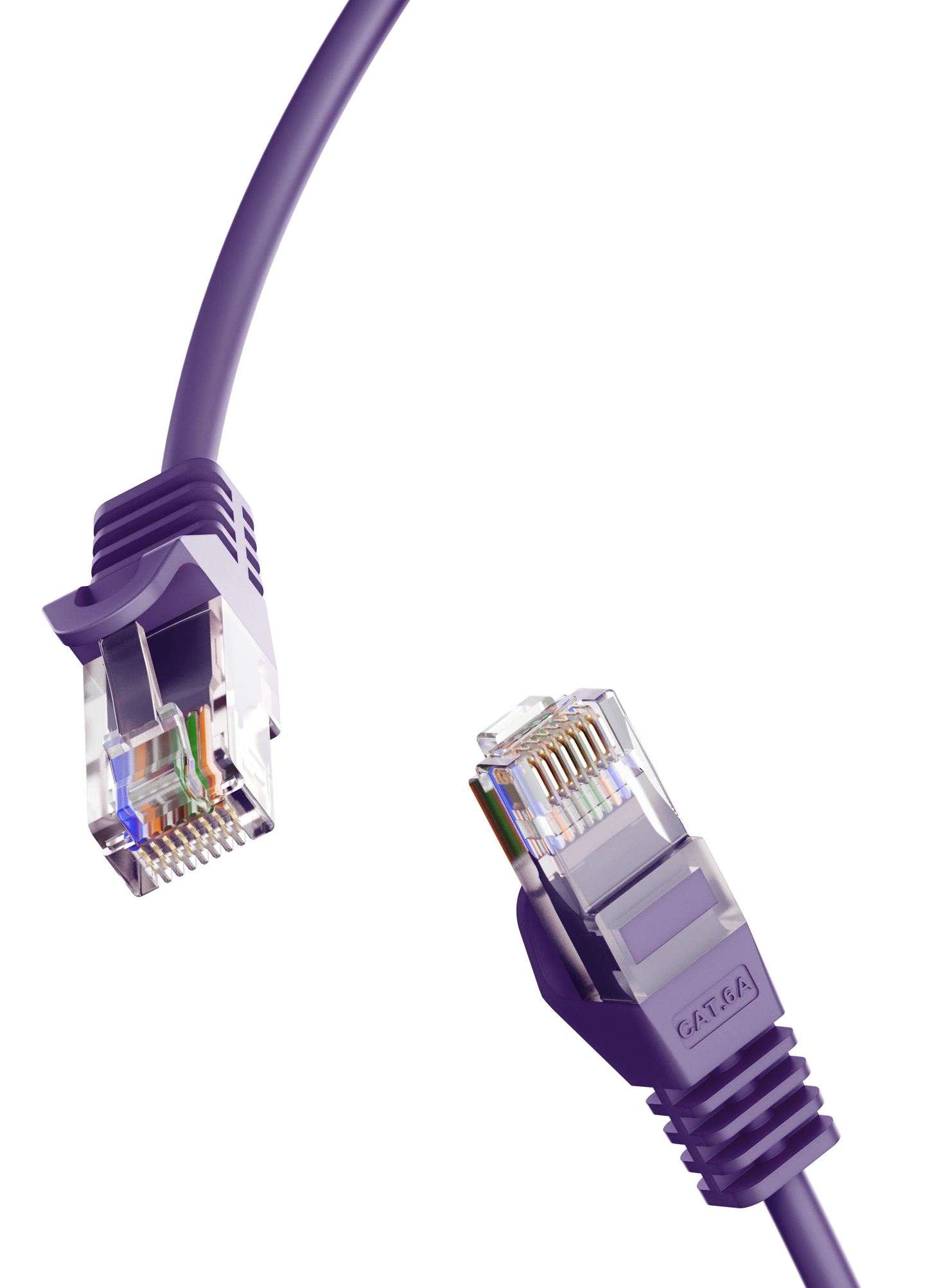 Cat6a Slim Patch Cable, 30AWG, 10G, Pure Bare Copper, Snagless RJ45, Flex Series Ethernet Cable Purple