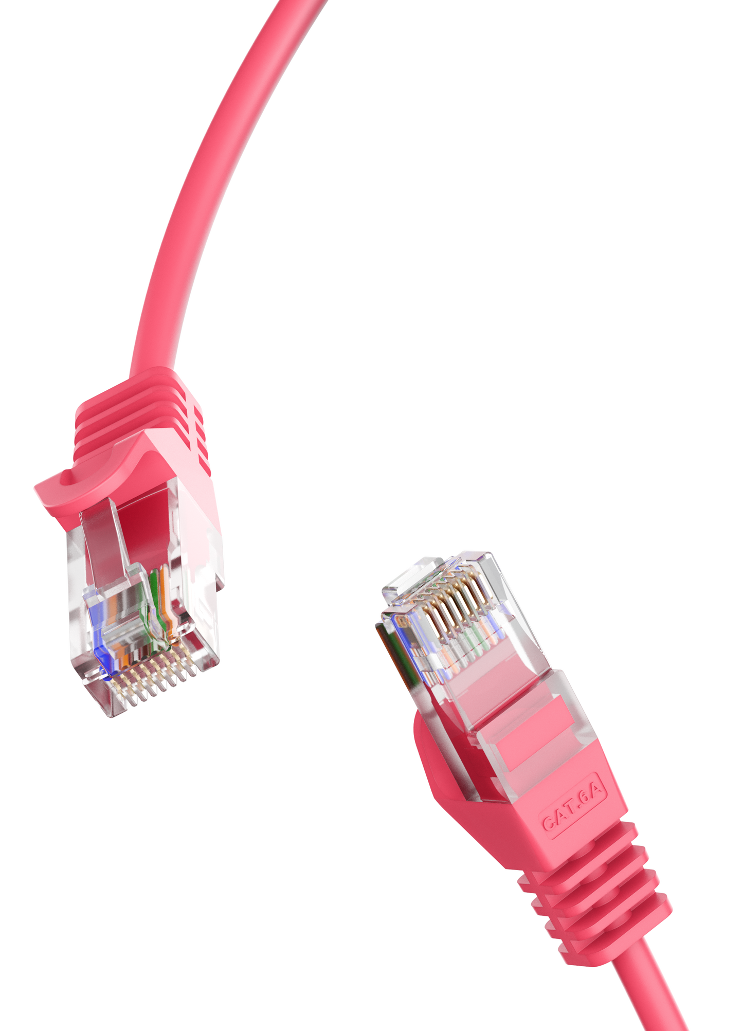 Cat6a Slim Patch Cable, 30AWG, 10G, Pure Bare Copper, Snagless RJ45, Flex Series Ethernet Cable Pink