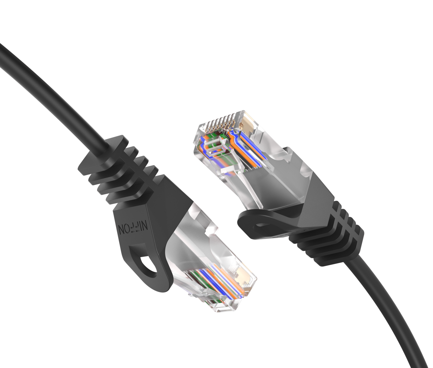 CAT6 Ultra Slim Patch Cable, UTP, 28AWG, 550MHz, Pure Bare Copper, Snagless RJ45, Flex Series Black