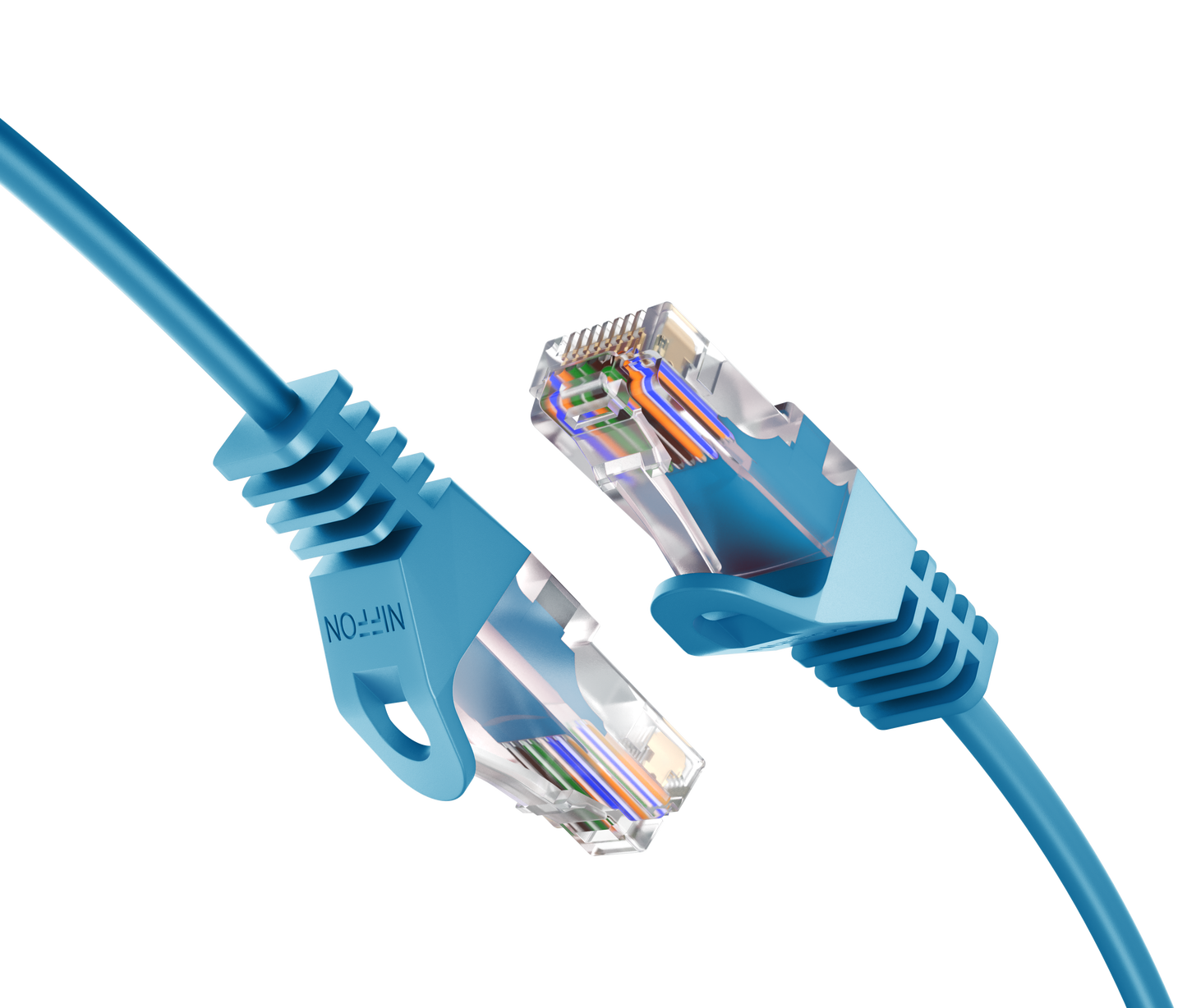 CAT6 Ultra Slim Patch Cable, UTP, 28AWG, 550MHz, Pure Bare Copper, Snagless RJ45, Flex Series Blue