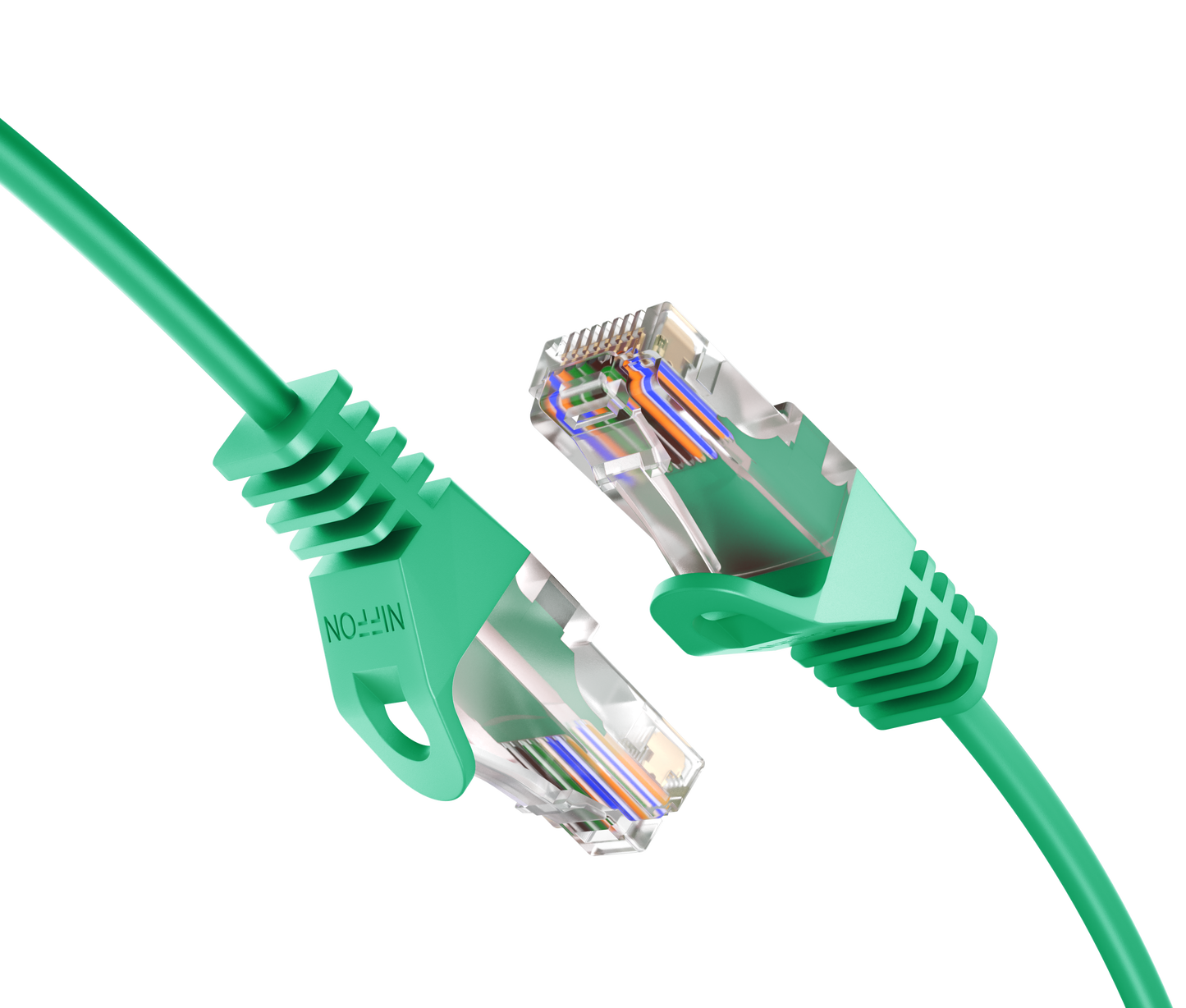 CAT6 Ultra Slim Patch Cable, UTP, 28AWG, 550MHz, Pure Bare Copper, Snagless RJ45, Flex Series Green