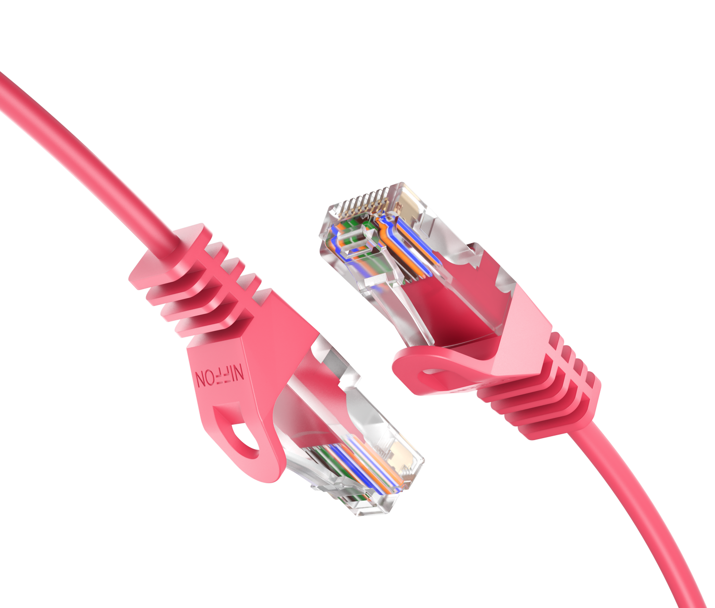 CAT6 Ultra Slim Patch Cable, UTP, 28AWG, 550MHz, Pure Bare Copper, Snagless RJ45, Flex Series Pink