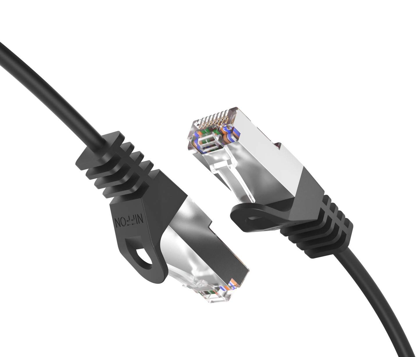 Cat6a Slim Shielded Patch Cable, 30AWG, 10G, Pure Bare Copper, Snagless RJ45, Flex Series Ethernet Cable Black