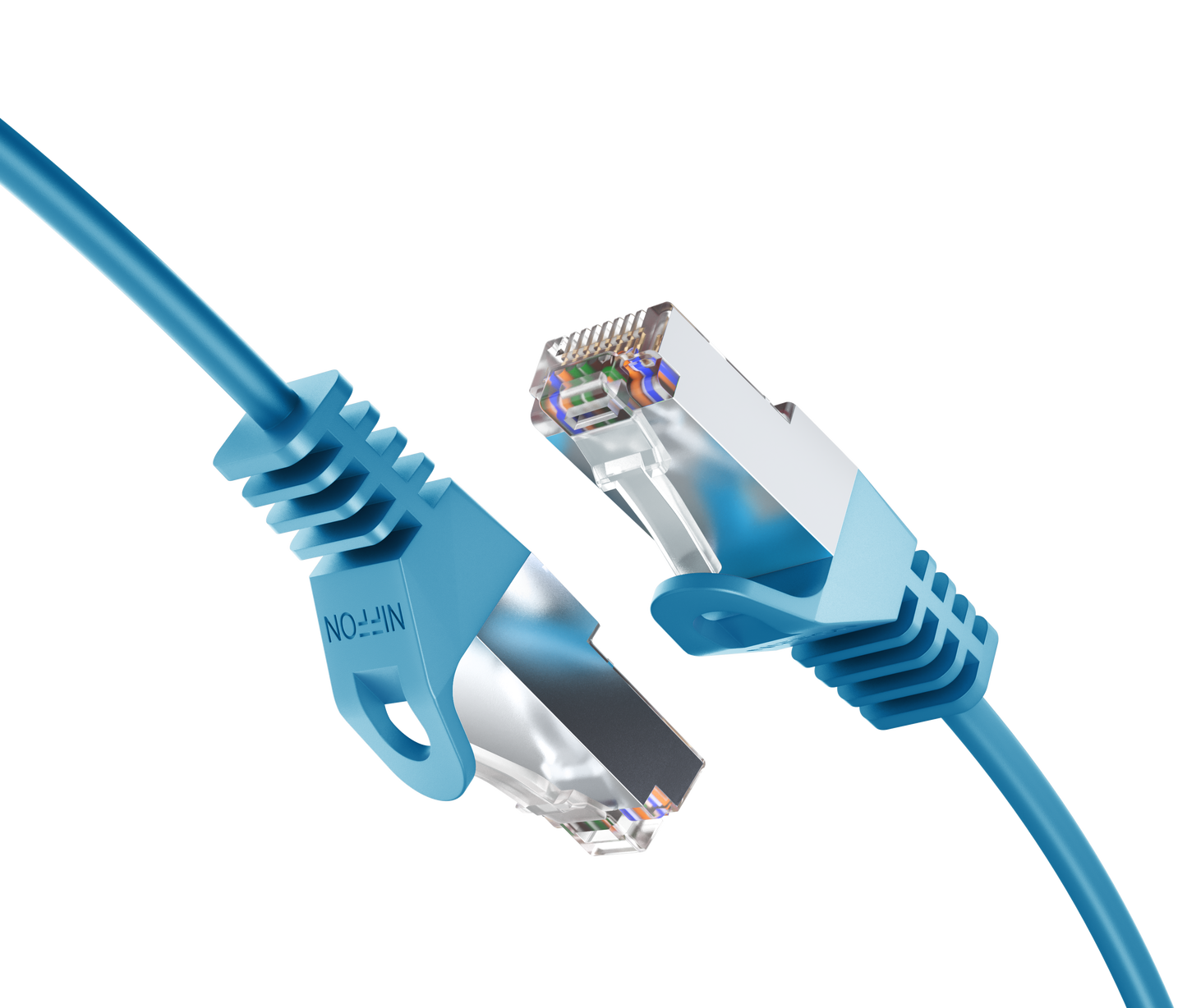 Cat6a Slim Shielded Patch Cable, 30AWG, 10G, Pure Bare Copper, Snagless RJ45, Flex Series Ethernet Cable Blue