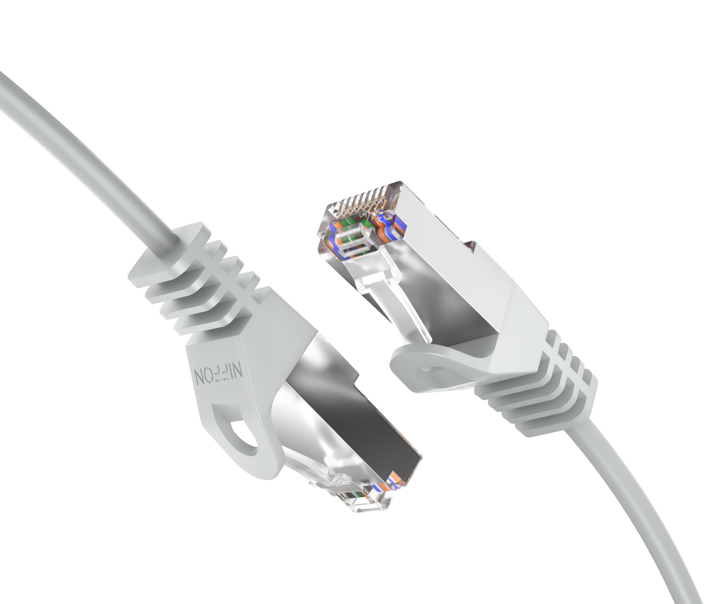 Cat6a Slim Shielded Patch Cable, 30AWG, 10G, Pure Bare Copper, Snagless RJ45, Flex Series Ethernet Cable Grey
