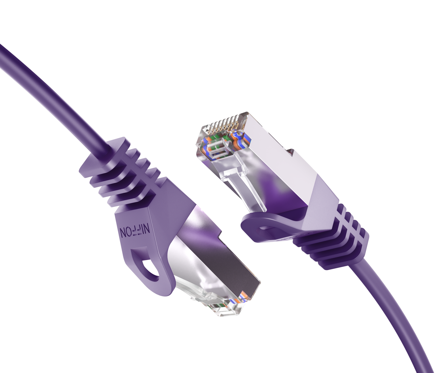 Cat6a Slim Shielded Patch Cable, 30AWG, 10G, Pure Bare Copper, Snagless RJ45, Flex Series Ethernet Cable Purple