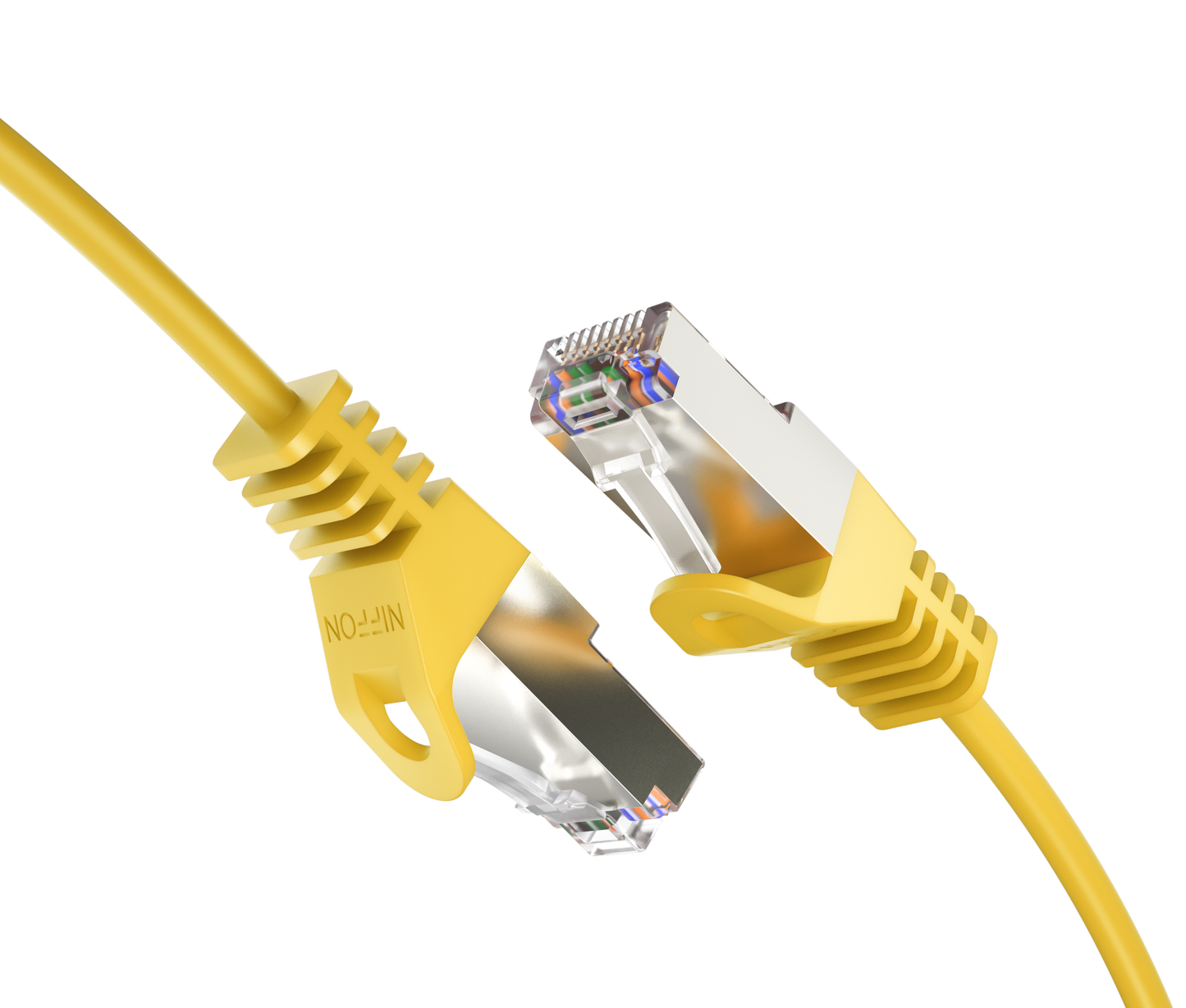 Cat6a Slim Shielded Patch Cable, 30AWG, 10G, Pure Bare Copper, Snagless RJ45, Flex Series Ethernet Cable Yellow