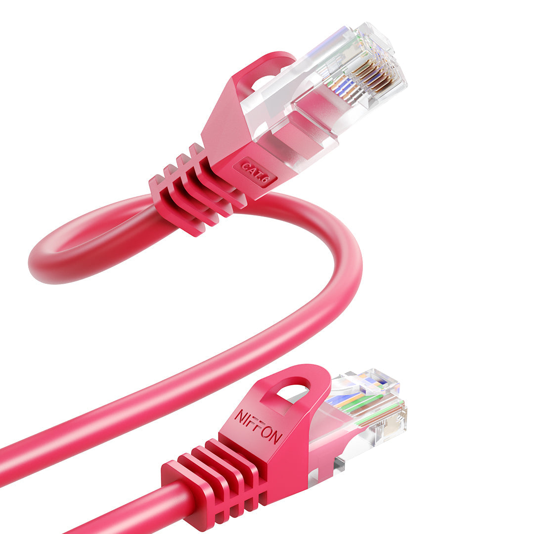 CAT6 Patch Cable, UTP, 24AWG, 550MHz, Pure Bare Copper, Snagless RJ45, Bend Series Ethernet Red