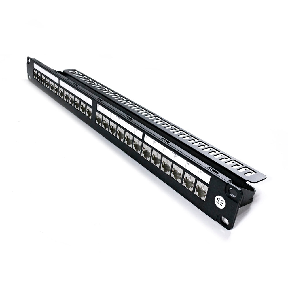 NIFFON 24 Port Patch Panel 1RU, UTP Shielded and NIFFON Universal Cat6A, STP, RJ45 Modular Keystone Jack KIT
