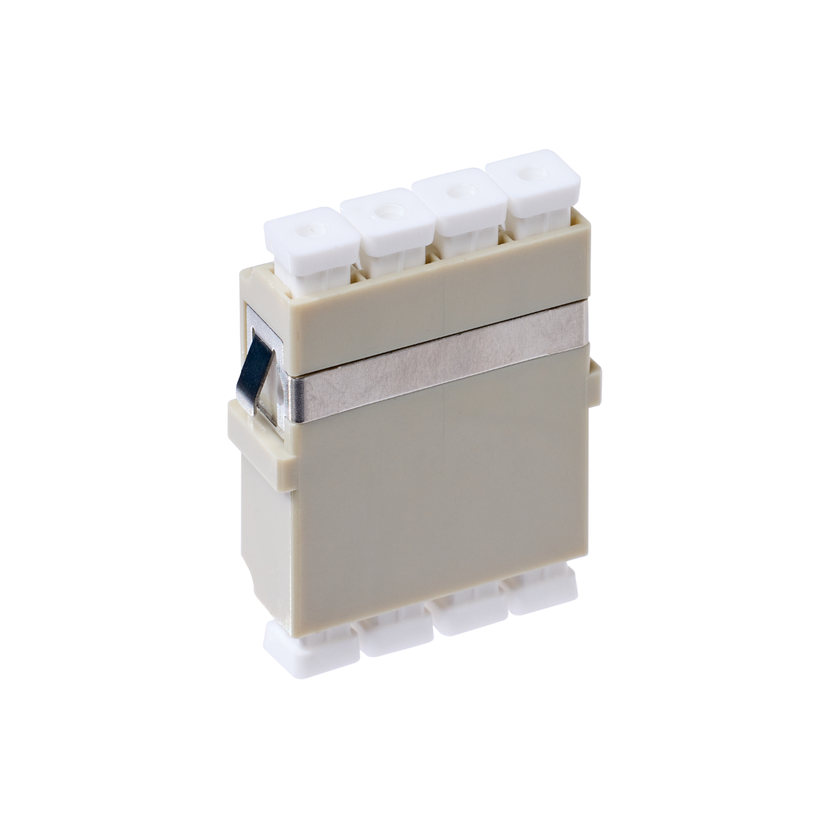 LC OM1 Multimode Through Coupler Flangeless Quad Ceramic Sleeve | Beige