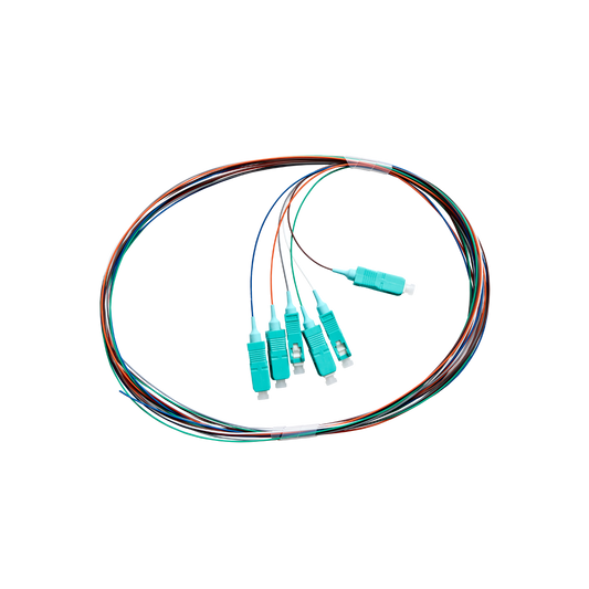 Fibre Pigtail SC OM4 Multimode 2m - 6 pack Rainbow - Aqua Connector | Backward Compatible With OM3