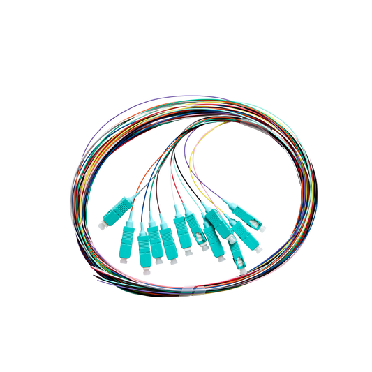 Fibre Pigtail SC OM4 Multimode 2m - 12 pack Rainbow - Aqua Connector | Backward Compatible With OM3