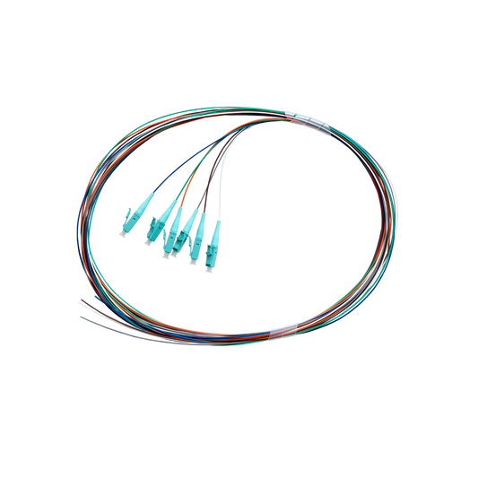 Fibre Pigtail LC OM4 Multimode 2m - 6 pack Rainbow - Aqua Connector | Backward Compatible With OM3