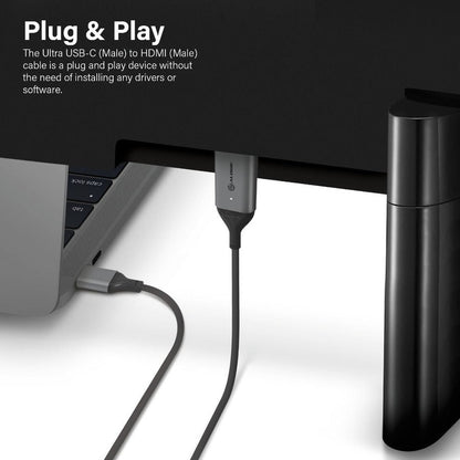 1M ULTRA USB-C MALE TO HDMI MALE CABLE 4K 60HZ WITH LED WHITE