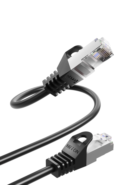 Cat6a Patch Cable, S/FTP, 26AWG, 10G, Pure Bare Copper, Snagless RJ45, Bend Series Ethernet Cable Black