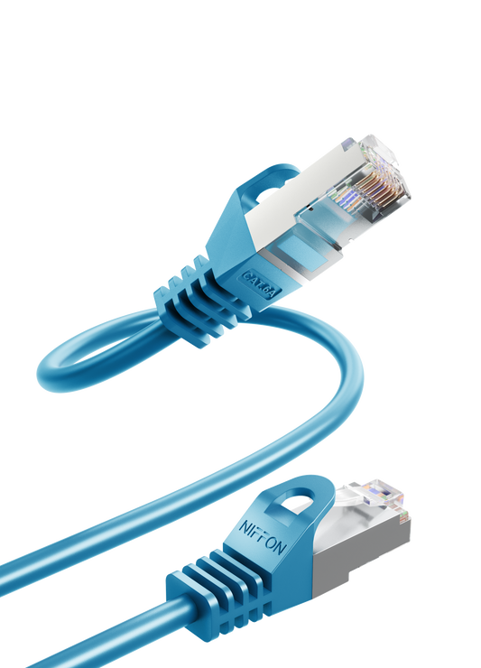Cat6a Patch Cable, S/FTP, 26AWG, 10G, Pure Bare Copper, Snagless RJ45, Bend Series Ethernet Cable Blue