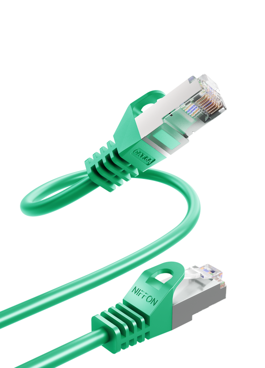 Cat6a Patch Cable, S/FTP, 26AWG, 10G, Pure Bare Copper, Snagless RJ45, Bend Series Ethernet Cable Green