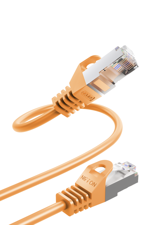 Cat6a Patch Cable, S/FTP, 26AWG, 10G, Pure Bare Copper, Snagless RJ45, Bend Series Ethernet Cable Orange