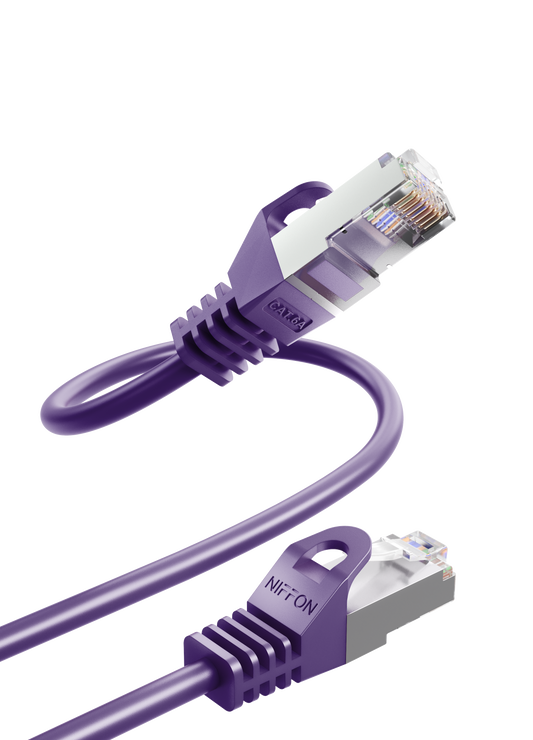 Cat6a Patch Cable, S/FTP, 26AWG, 10G, Pure Bare Copper, Snagless RJ45, Bend Series Ethernet Cable Purple