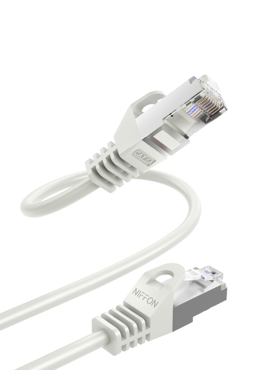 Cat6a Patch Cable, S/FTP, 26AWG, 10G, Pure Bare Copper, Snagless RJ45, Bend Series Ethernet Cable White