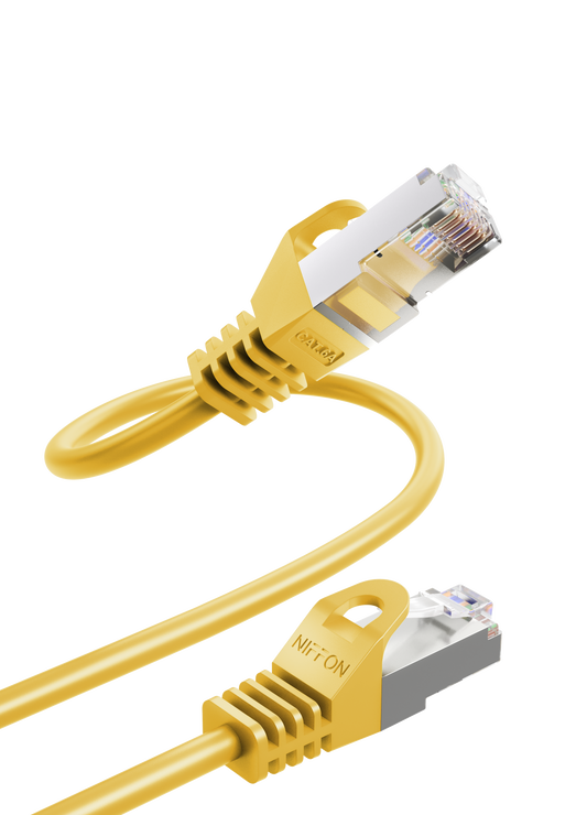 Cat6a Patch Cable, S/FTP, 26AWG, 10G, Pure Bare Copper, Snagless RJ45, Bend Series Ethernet Cable Yellow