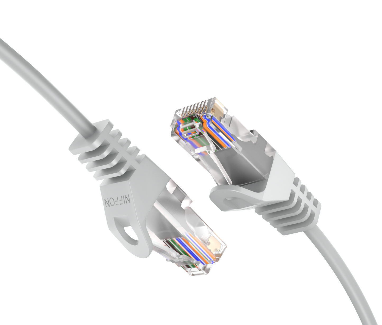 Cat6a Slim Patch Cable, 30AWG, 10G, Pure Bare Copper, Snagless RJ45, Flex Series Ethernet Cable Grey