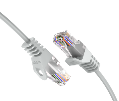 Cat6a Slim Patch Cable, 30AWG, 10G, Pure Bare Copper, Snagless RJ45, Flex Series Ethernet Cable Grey