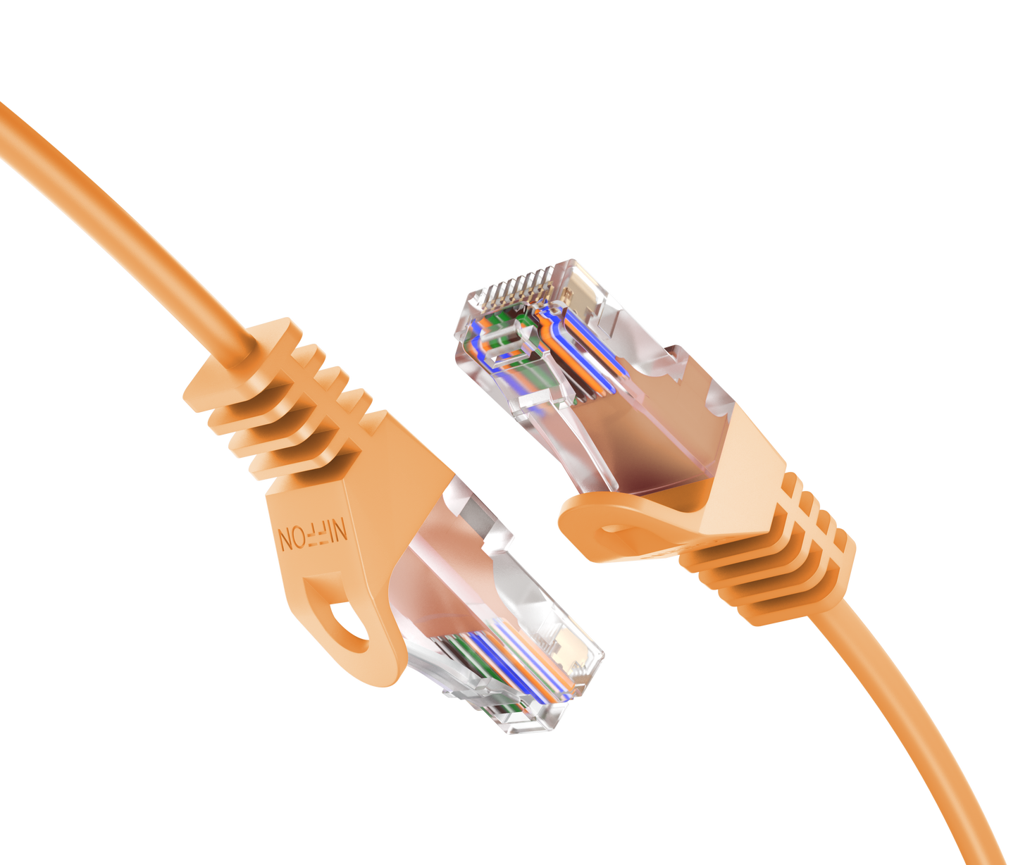 Cat6a Slim Patch Cable, 30AWG, 10G, Pure Bare Copper, Snagless RJ45, Flex Series Ethernet Cable Orange