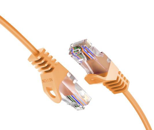 Cat6a Slim Patch Cable, 30AWG, 10G, Pure Bare Copper, Snagless RJ45, Flex Series Ethernet Cable Orange