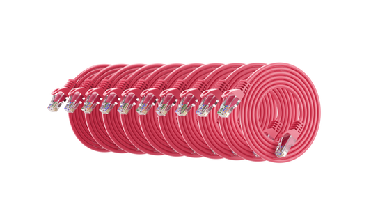 Ultra Slim Cat6 Network Cable, UTP, 28AWG Pink Pack of 10