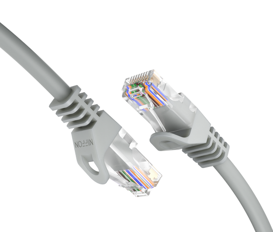 CAT6a Patch Cable, U/UTP, 24AWG, 550MHz, Pure Bare Copper, Snagless RJ45, Bend Series Ethernet Grey