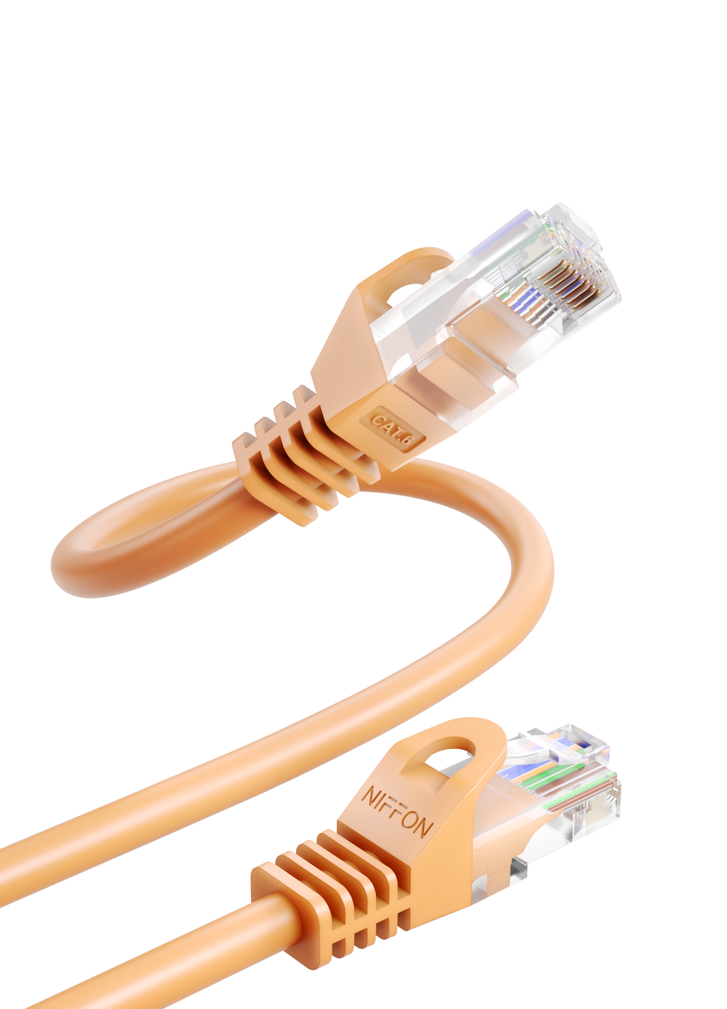 CAT6 Patch Cable, UTP, 24AWG, 550MHz, Pure Bare Copper, Snagless RJ45, Bend Series Ethernet Orange