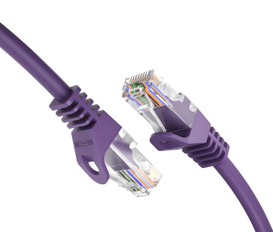 CAT6a Patch Cable, U/UTP, 24AWG, 550MHz, Pure Bare Copper, Snagless RJ45, Bend Series Ethernet Purple