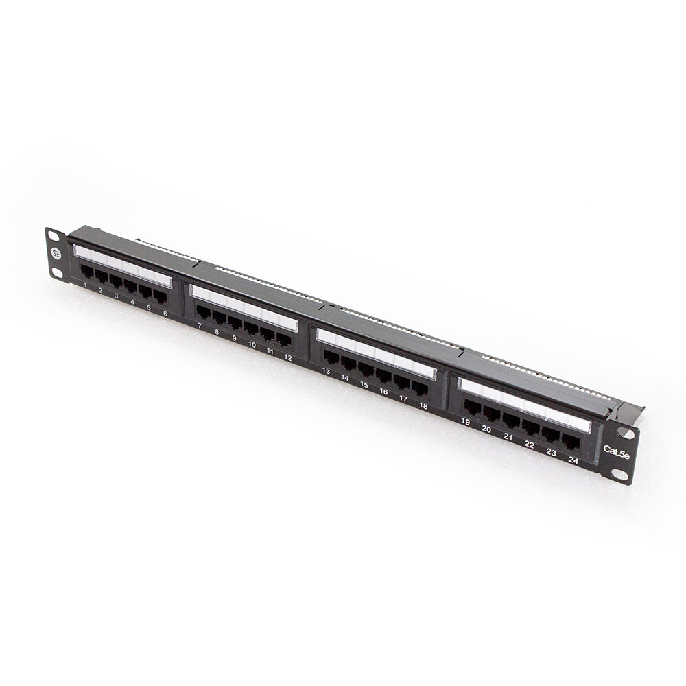 NIFFON 24 Port CAT5e Patch Panel - 1RU, UTP- Includes Cable Management Bar